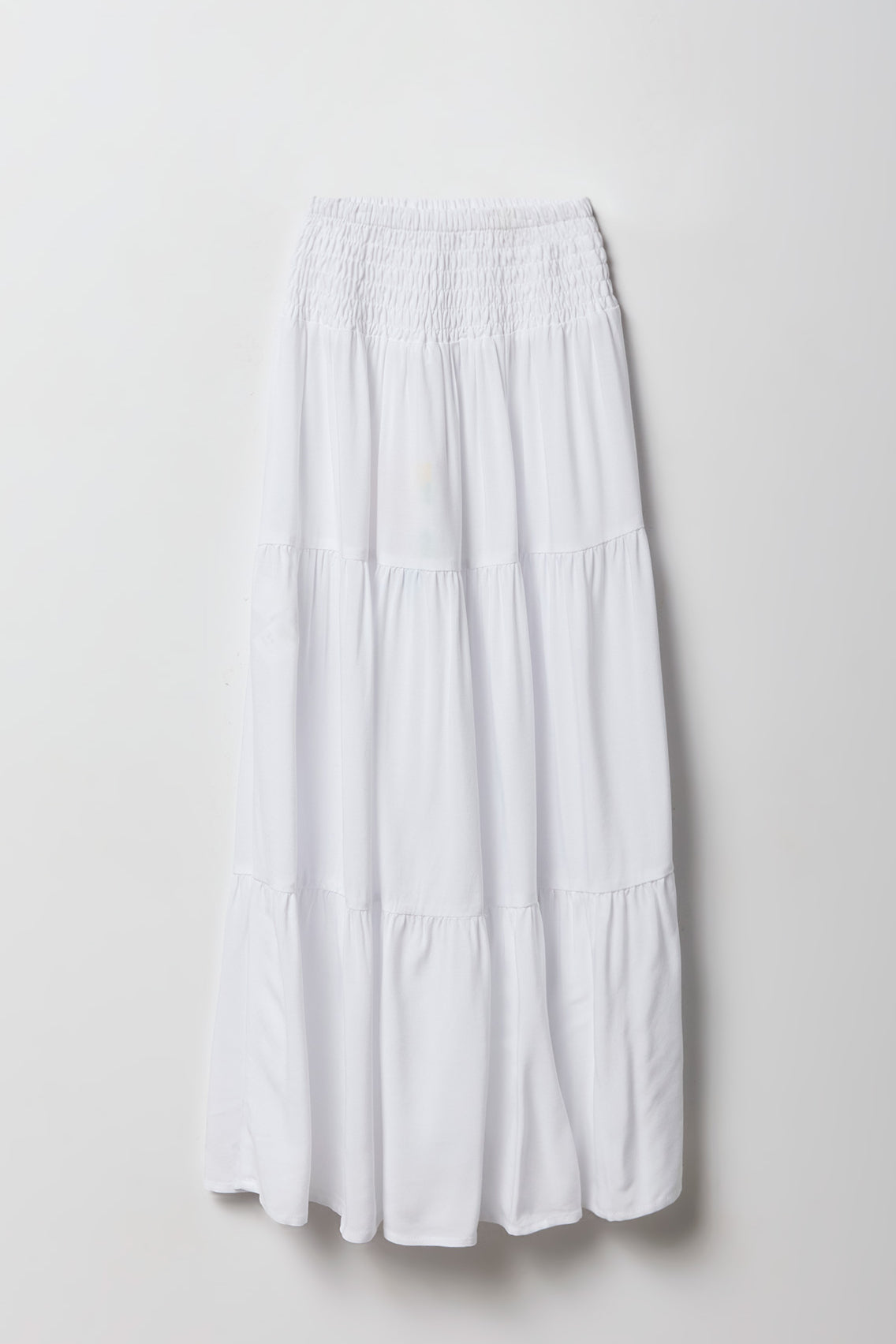 Alt View 2. Girls Smocked Waist Tiered Maxi Skirt - White