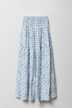 Girls Smocked Waist Tiered Maxi Skirt