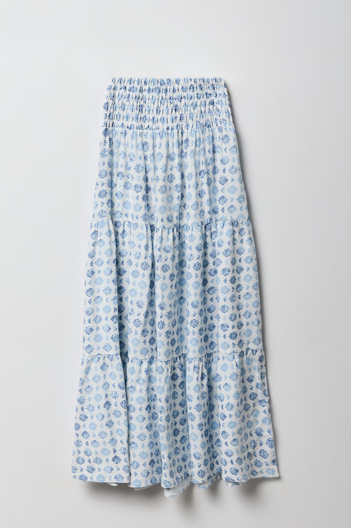 Alt View 2. Girls Smocked Waist Tiered Maxi Skirt - Light Blue
