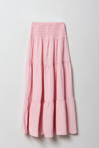 Jupe maxi volantée smockée pour fille