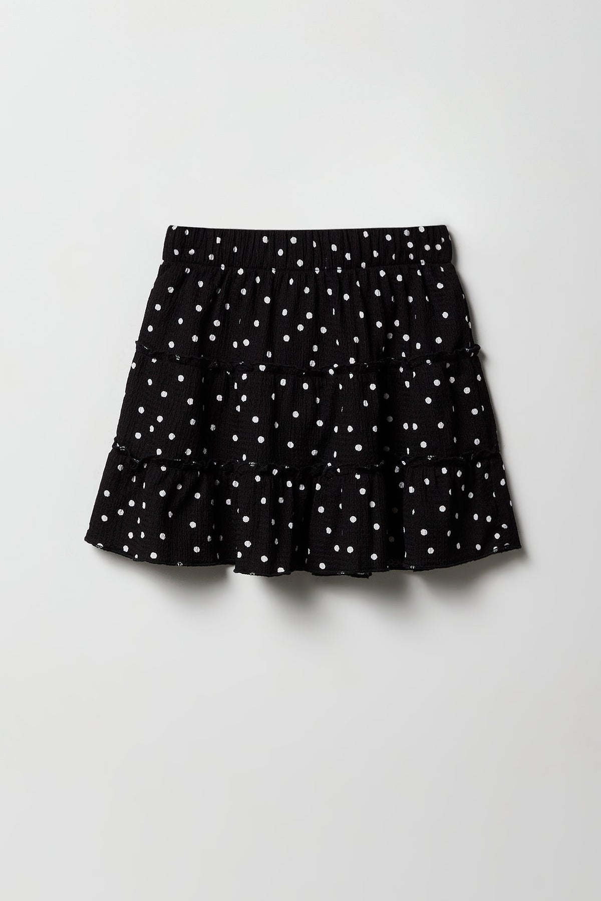 Alt View 2. Girls Crinkled Tiered Skort - Black