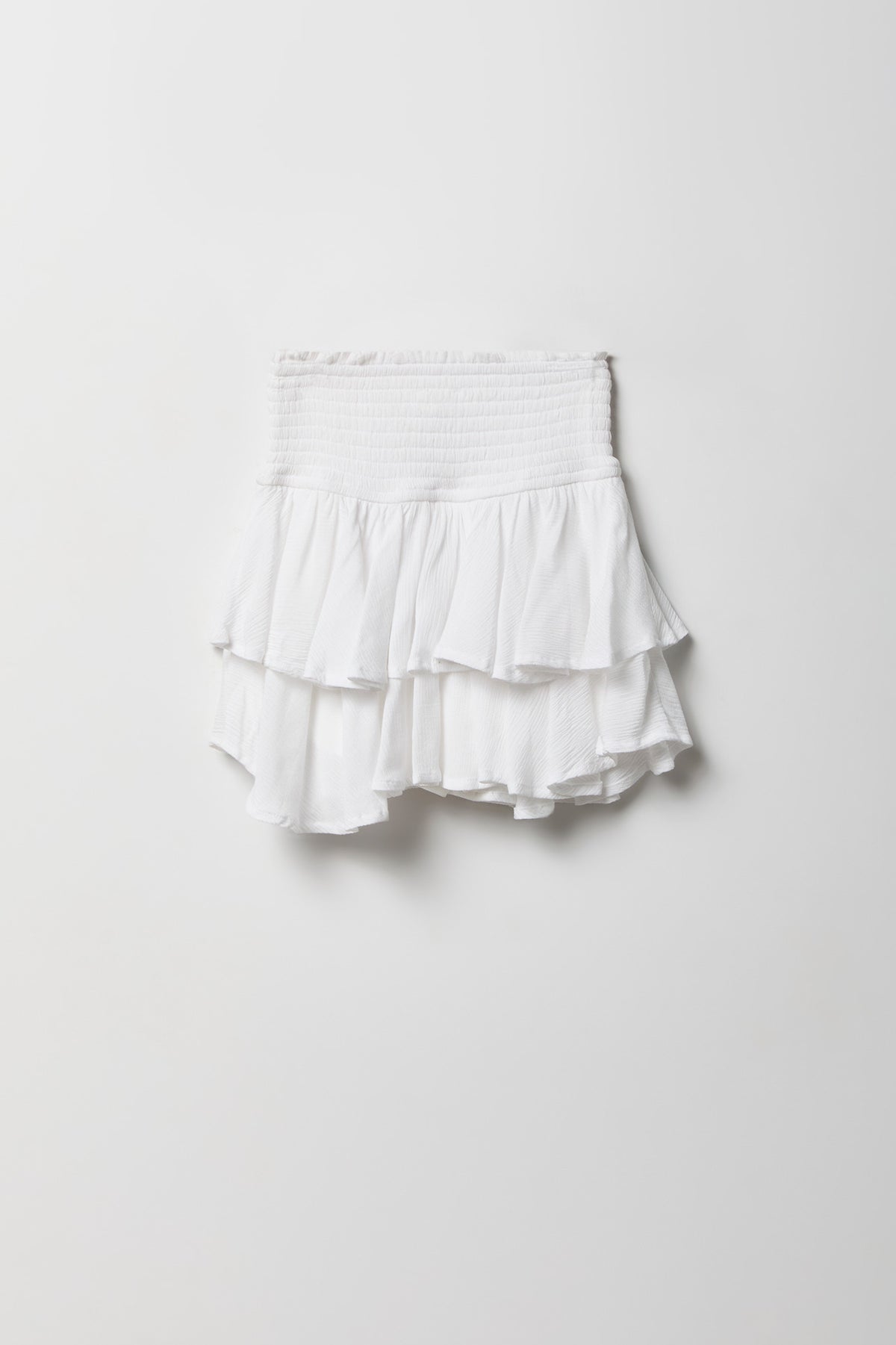 Girls Ruffle Tiered Smocked Skort - White