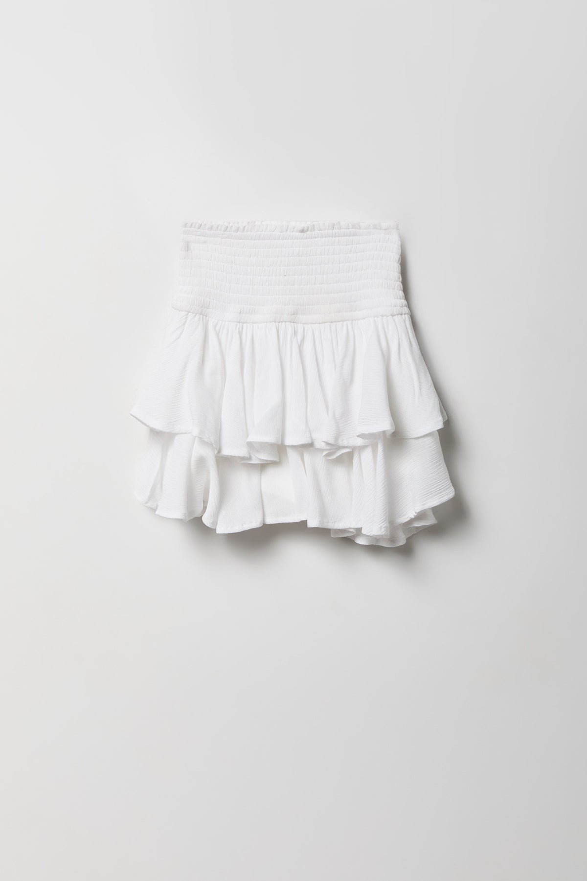 Alt View 2. Girls Ruffle Tiered Smocked Skort - White