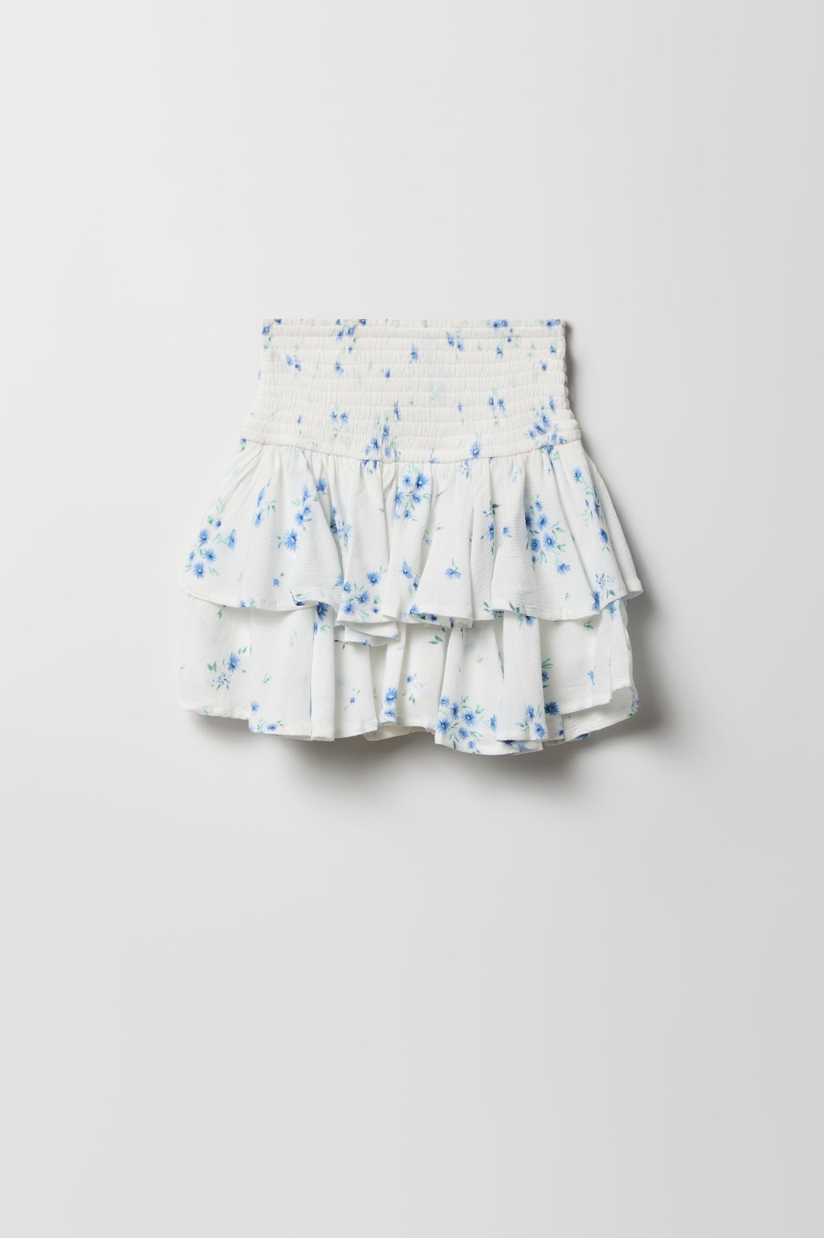 Girls Ruffle Tiered Smocked Skort - Ivory