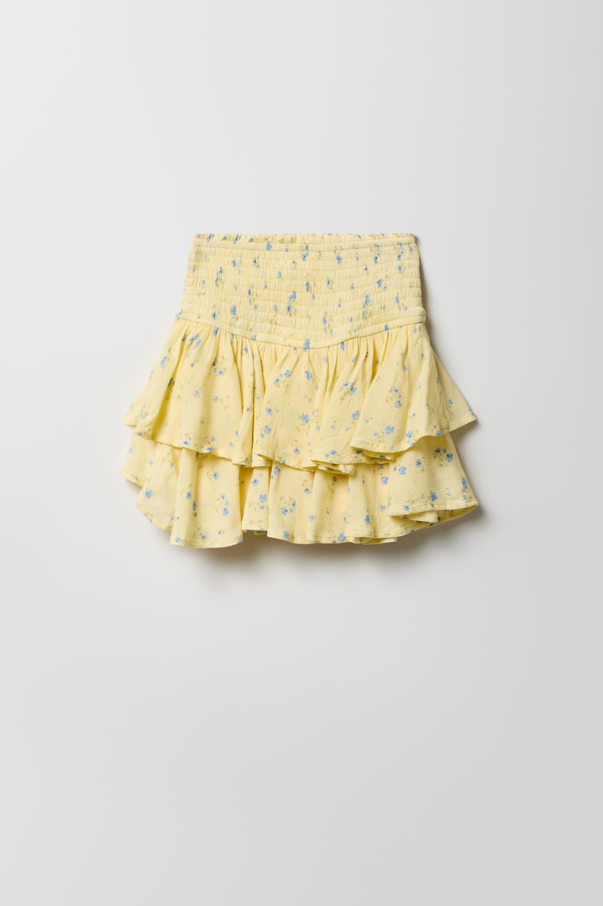 Girls Ruffle Tiered Smocked Skort - Pale Yellow