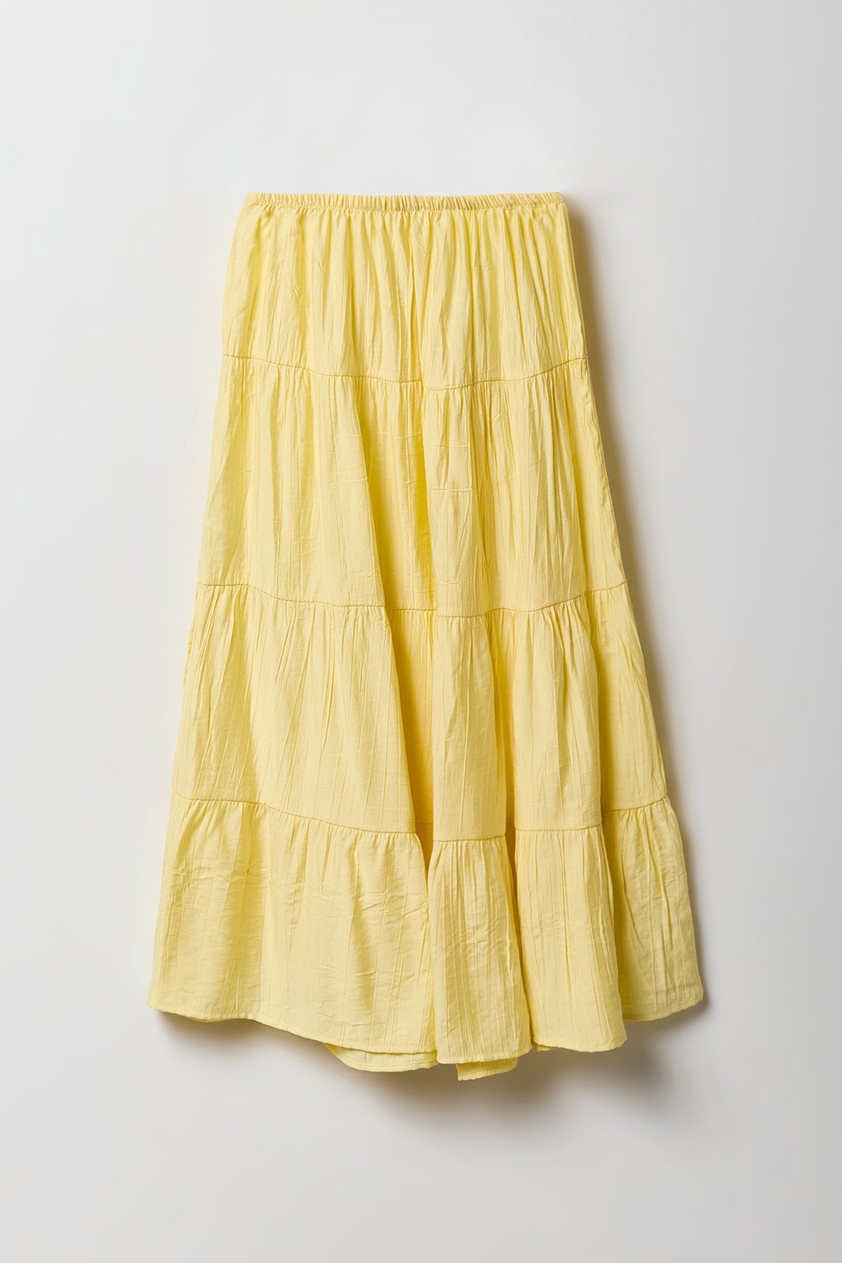 Alt View 2. Girls Crinkled Tiered Maxi Skirt - Pale Yellow
