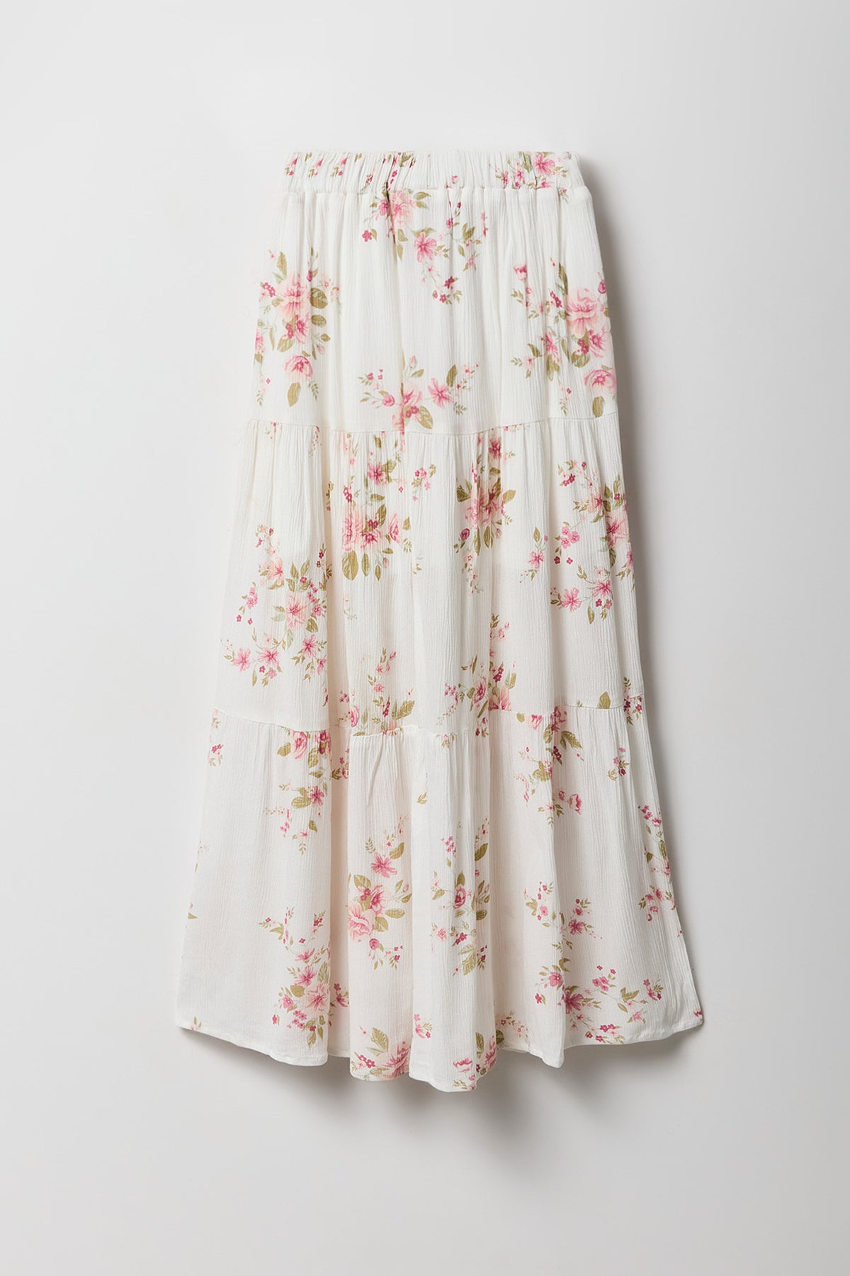 Alt View 2. Girls Tiered Maxi Skirt - Ivory
