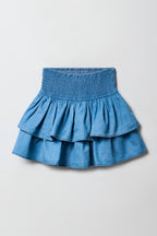 Girls Chambray Ruffle Skort