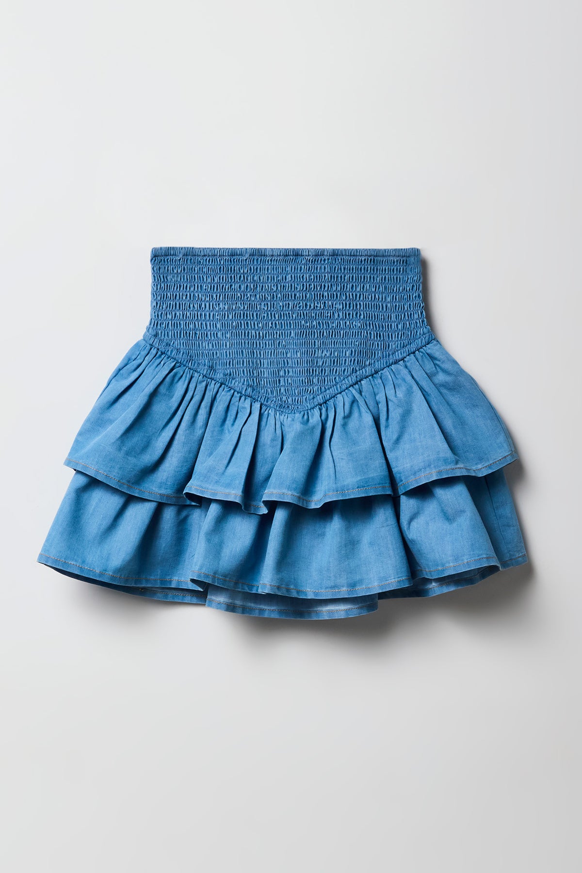 Alt View 2. Girls Chambray Ruffle Skort - Light Denim Blue