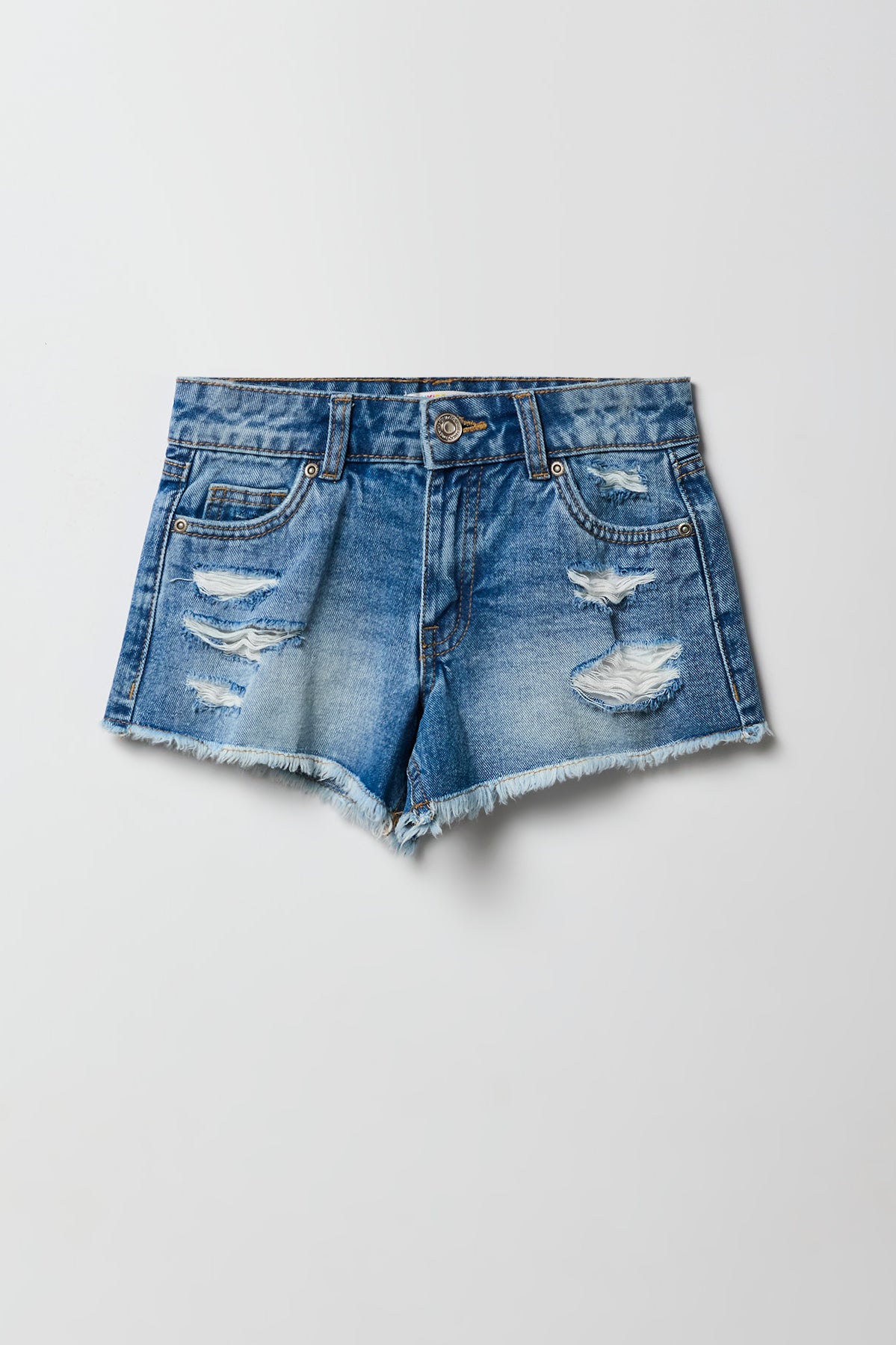 Short de plage en denim déchiré à taille basse pour filles