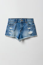 Short de plage en denim déchiré à taille basse pour filles