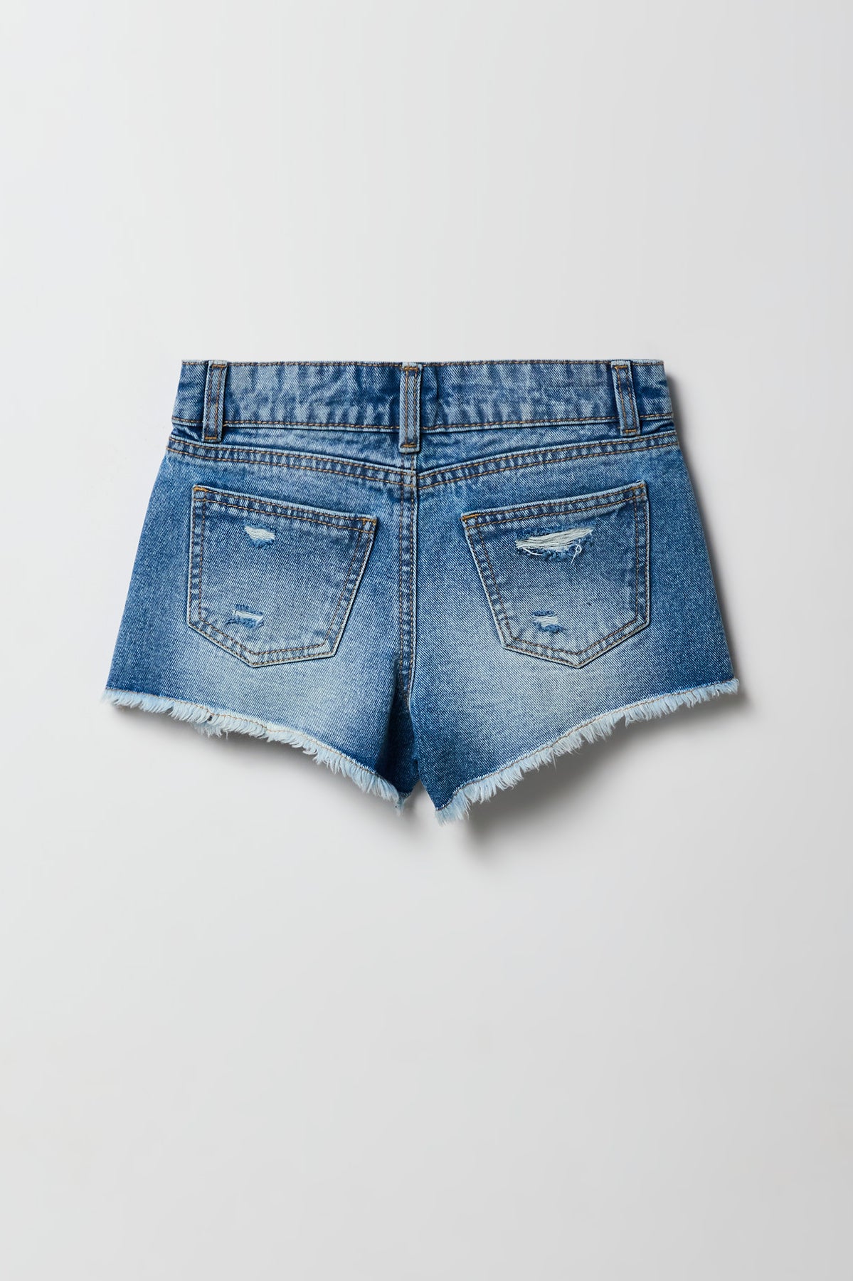 Vue alternative 2. Short de plage en denim déchiré à taille basse pour filles