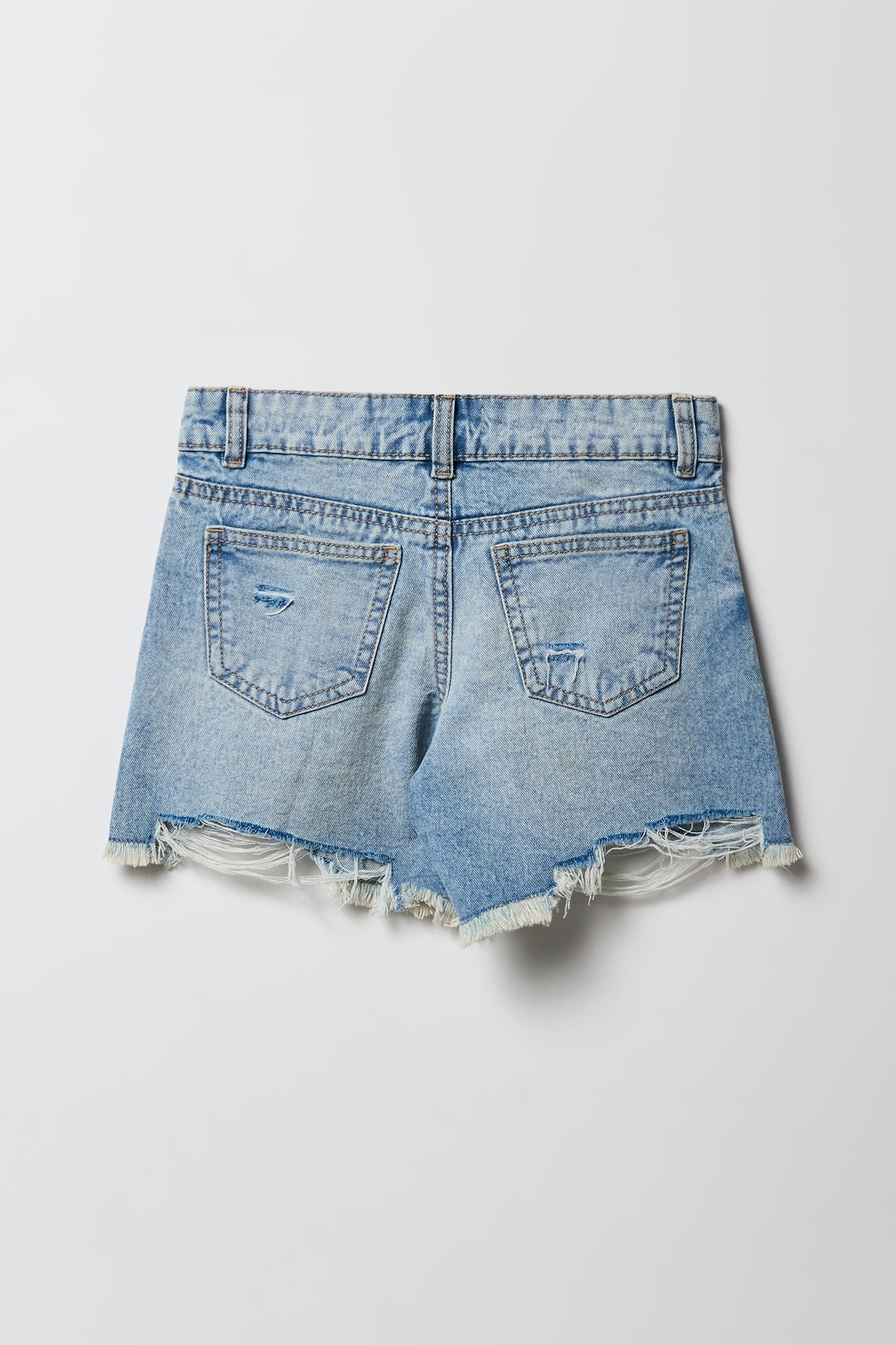 Vue alternative 2. Short en denim baggy à taille basse et effet d'usure pouir filles
