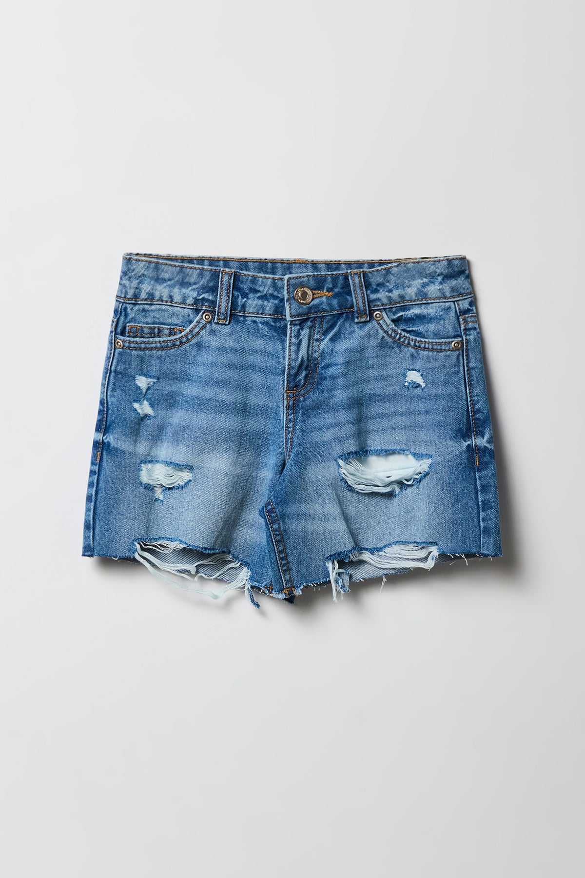 Short en denim baggy à taille basse et effet d'usure pouir filles