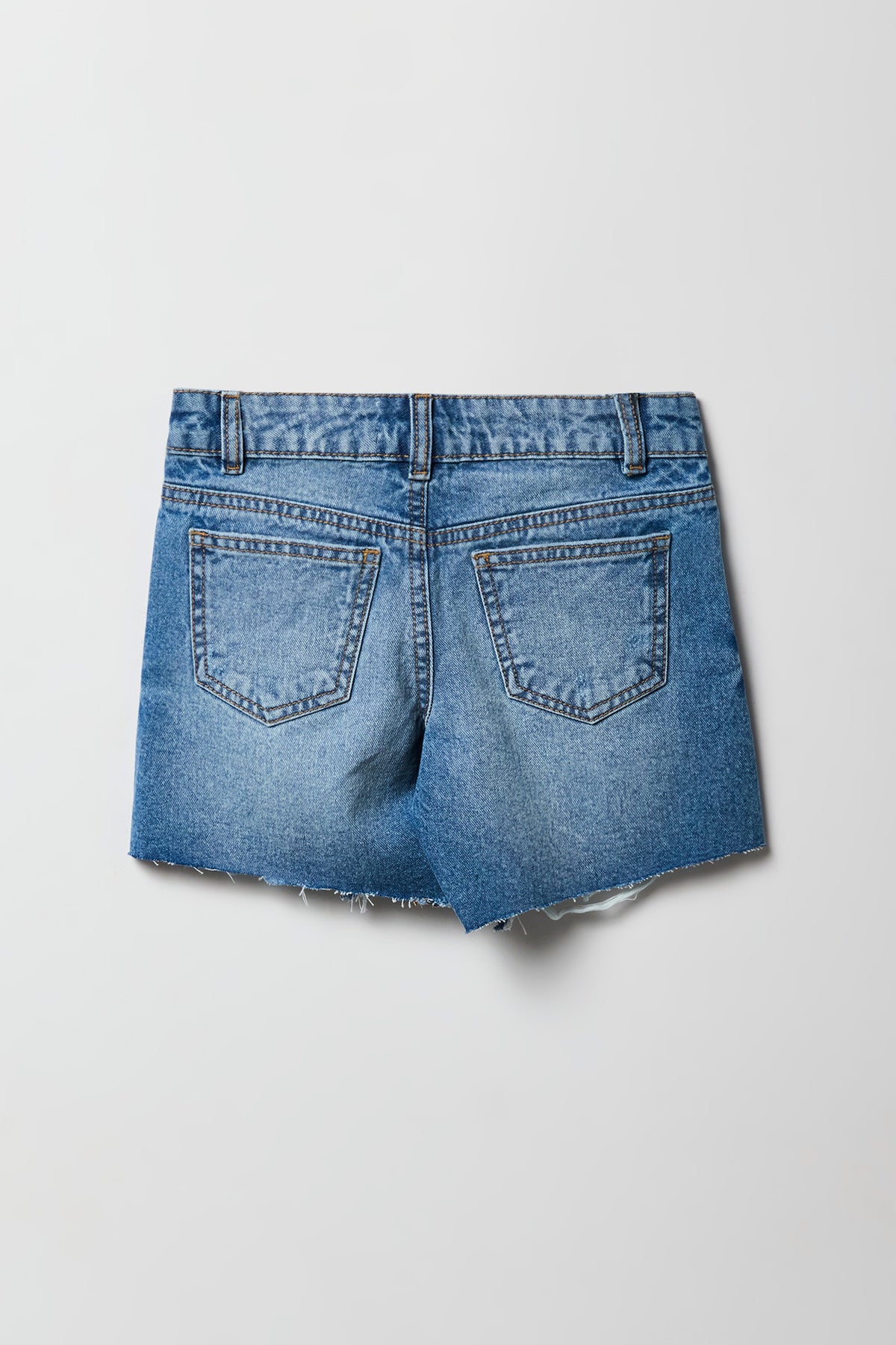 Vue alternative 2. Short en denim baggy à taille basse et effet d'usure pouir filles