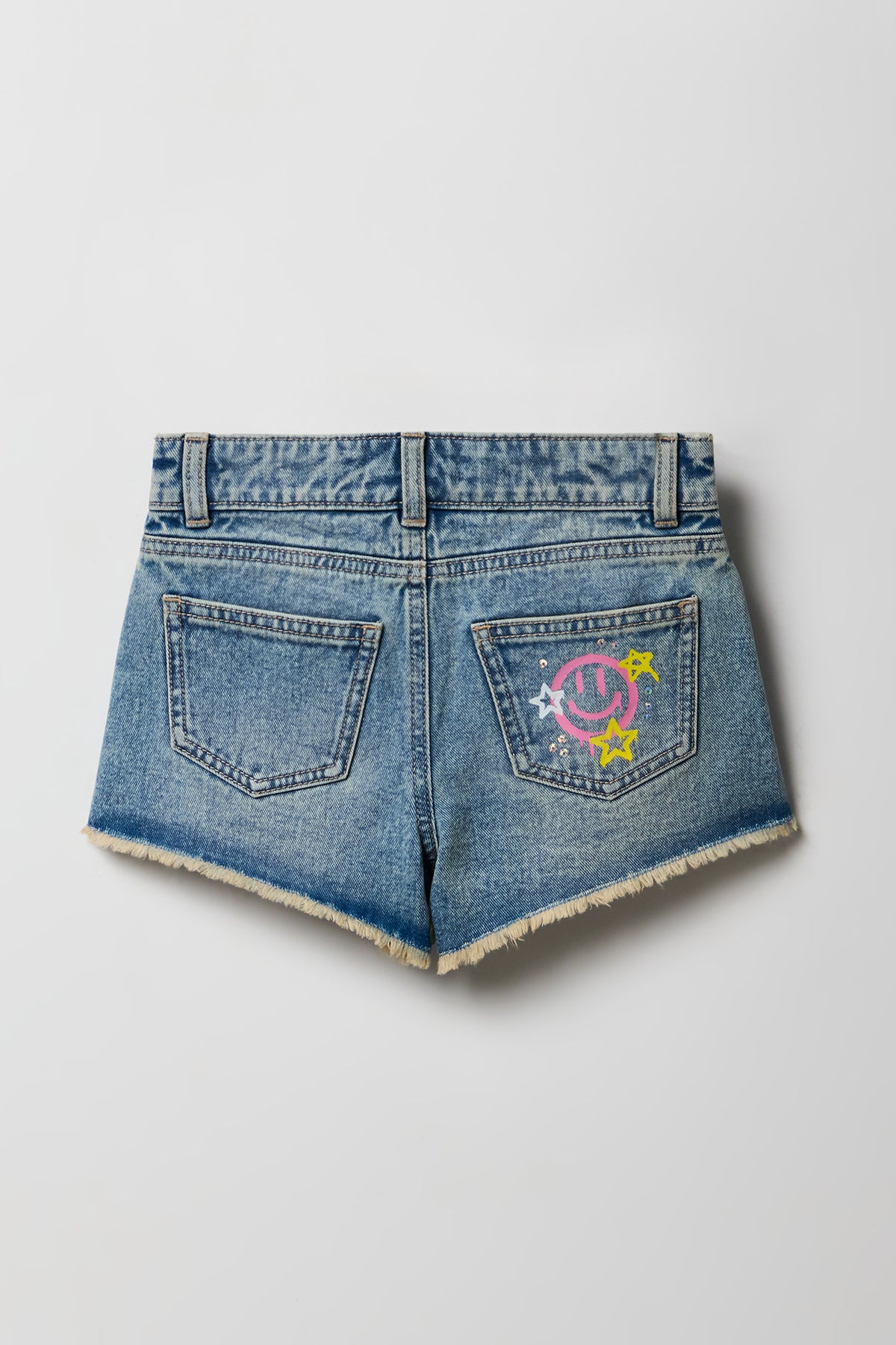 Vue alternative 2. Short en denim imprimé à taille haute pour fille