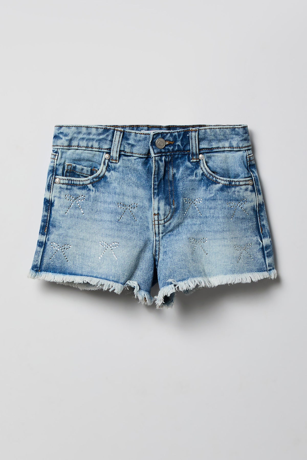 Short en denim imprimé à taille haute pour fille