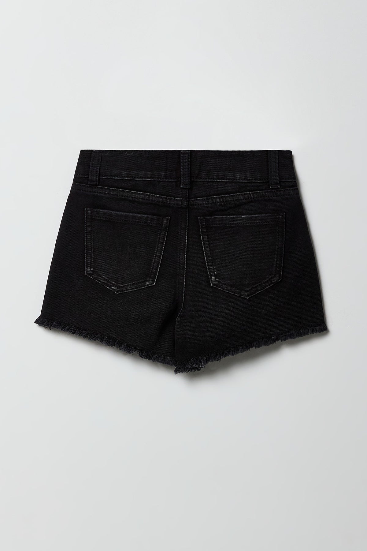Alt View 2. Girls Ripped High-Rise Denim Short - Black