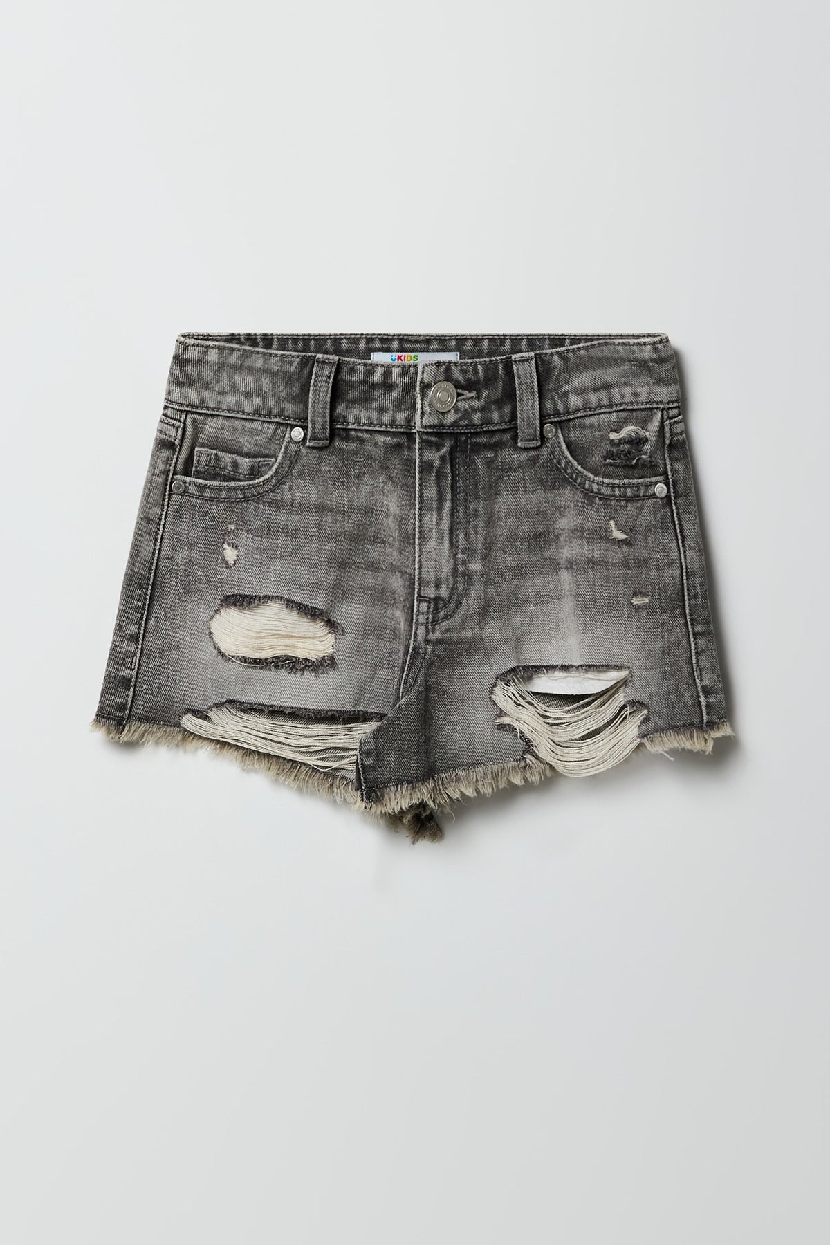 Short en denim déchiré à taille haute pour fille