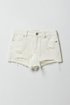 Short en denim déchiré à taille haute pour fille