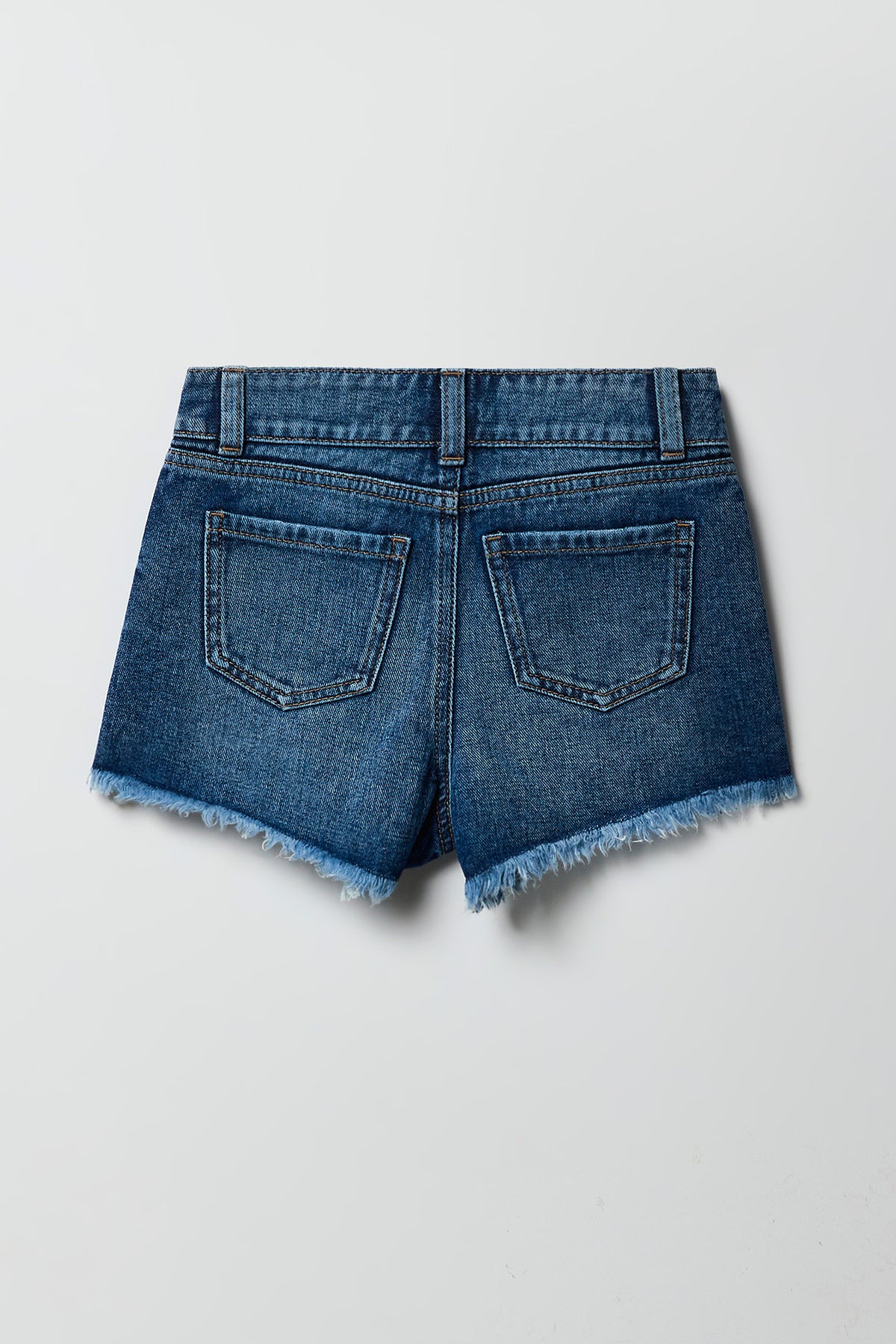 Alt View 2. Girls Ripped High-Rise Denim Short - Denim Blue