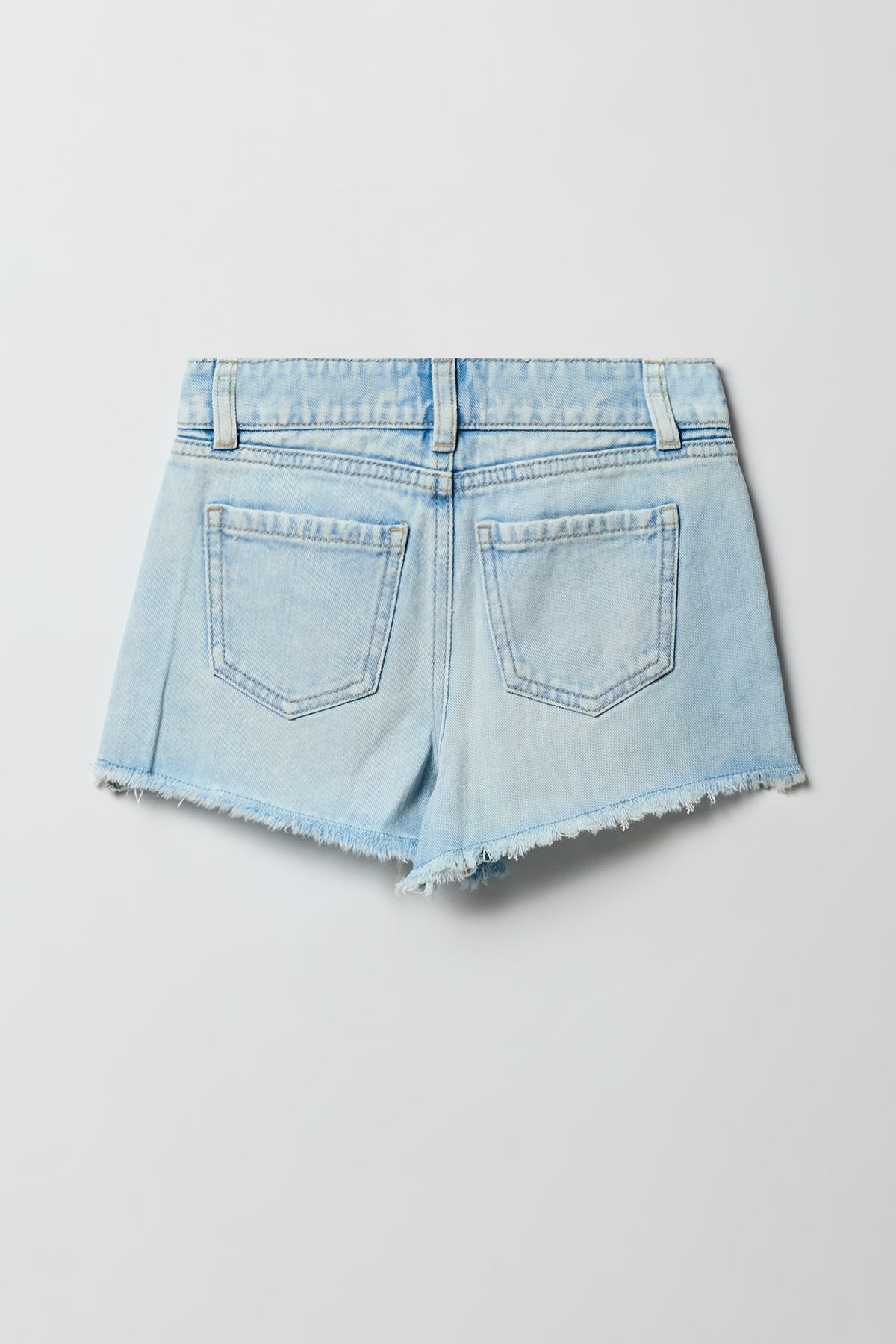 Alt View 2. Girls Ripped High-Rise Denim Short - Baby Blue