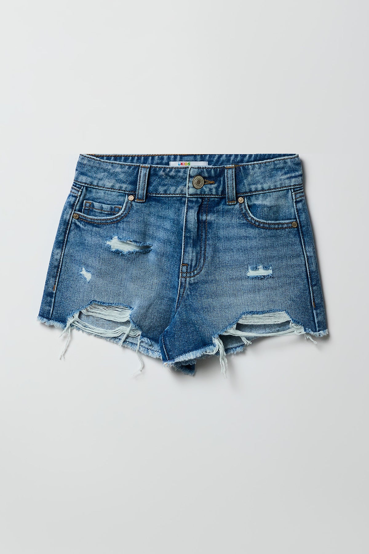 Short en denim déchiré à taille haute pour fille