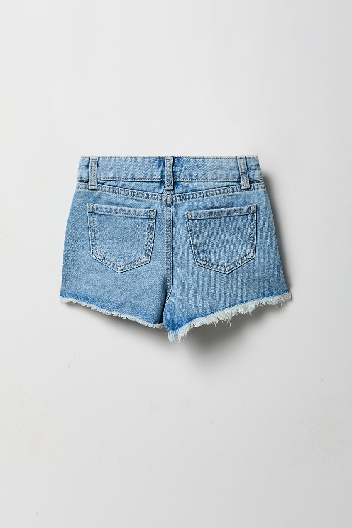 Alt View 2. Girls Ripped High-Rise Denim Short - Light Denim Blue