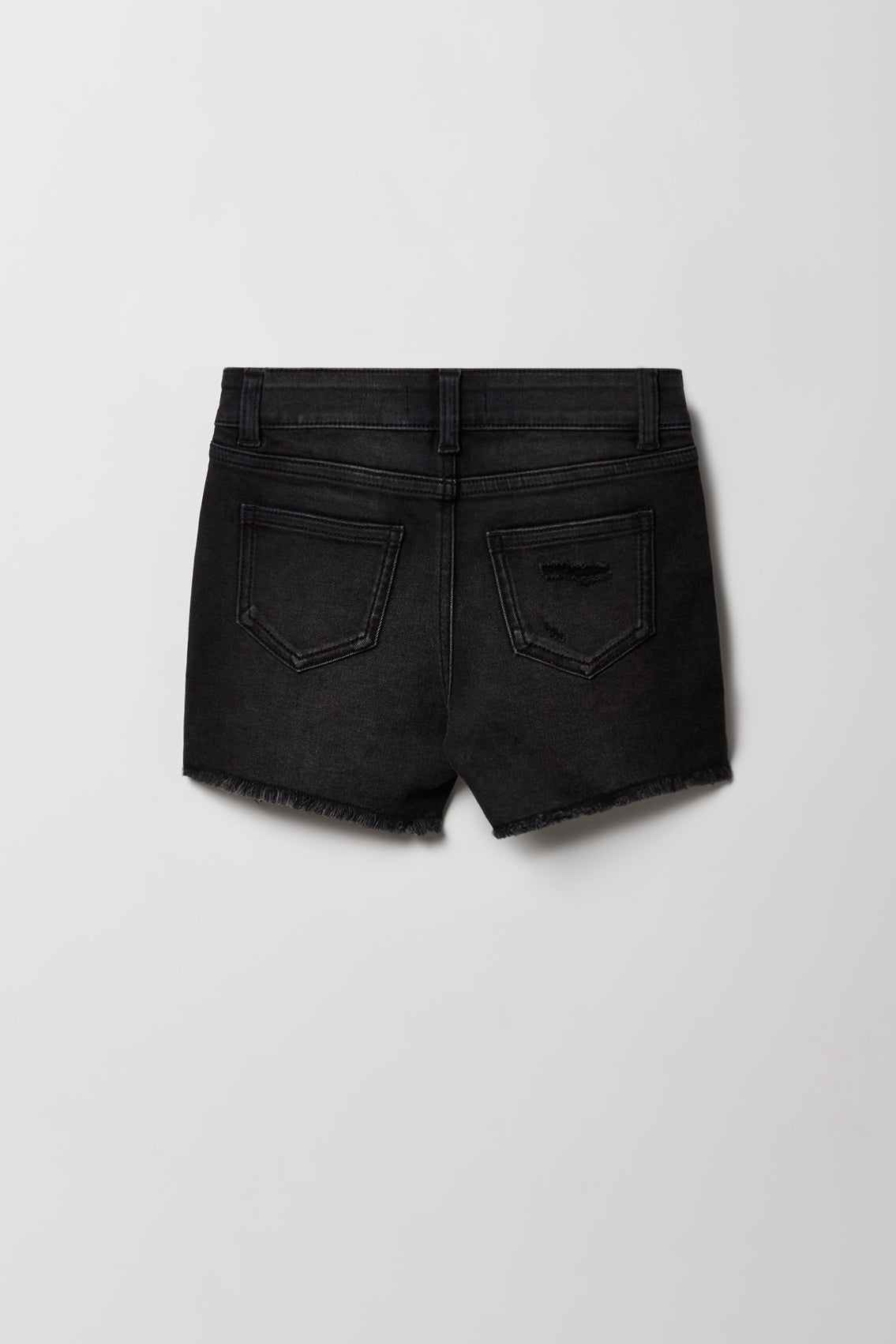 Alt View 2. Girls Ripped Mid Rise Denim Shortie - Black