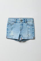 Girls Ripped Mid Rise Denim Shortie