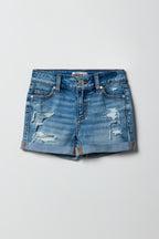 Girls Ripped Mid Rise Denim Shortie