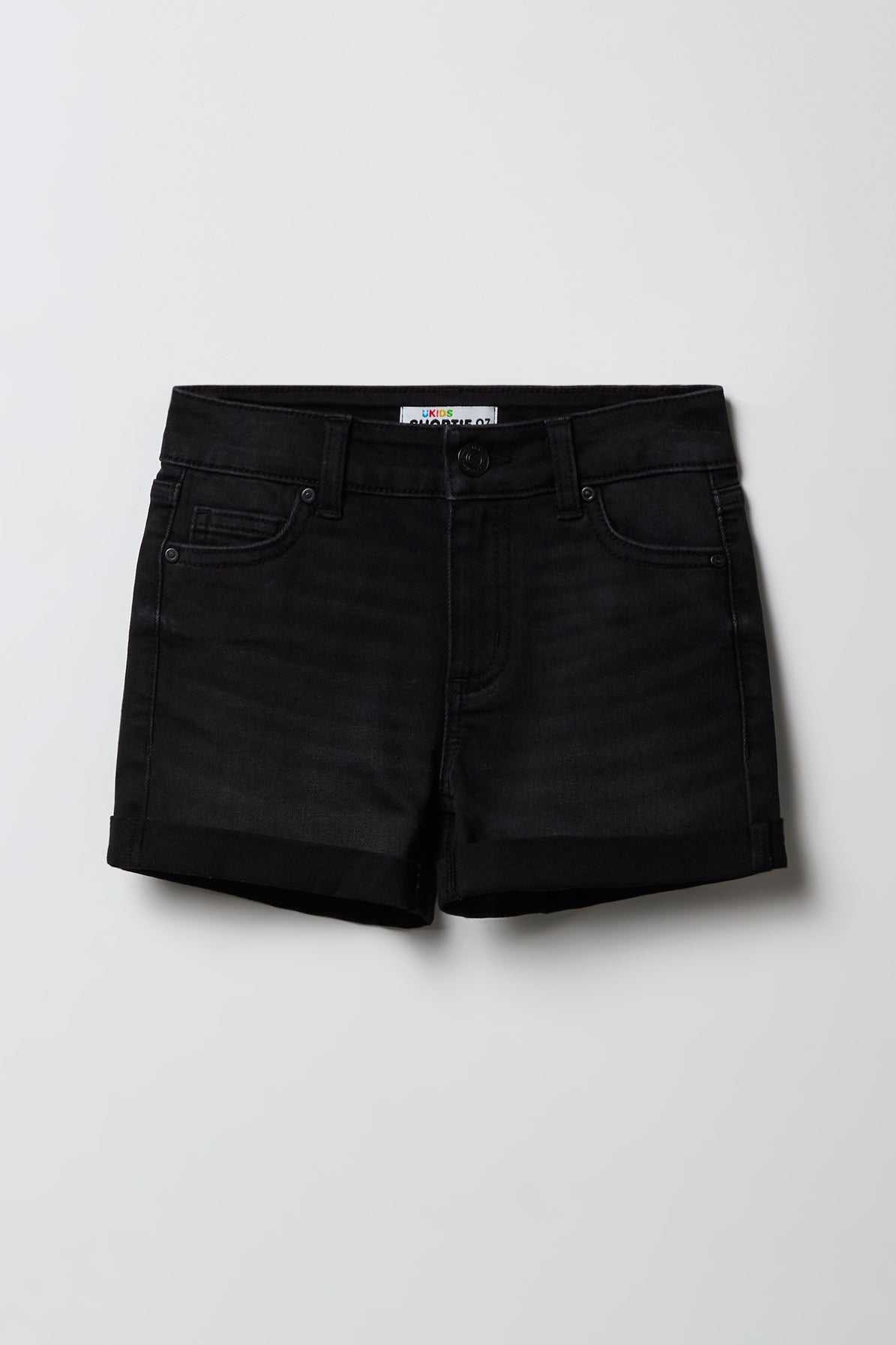 Short en denim à taille montante pour fille