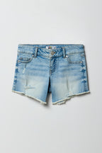 Short midi en denim déchiré à taille basse pour fille