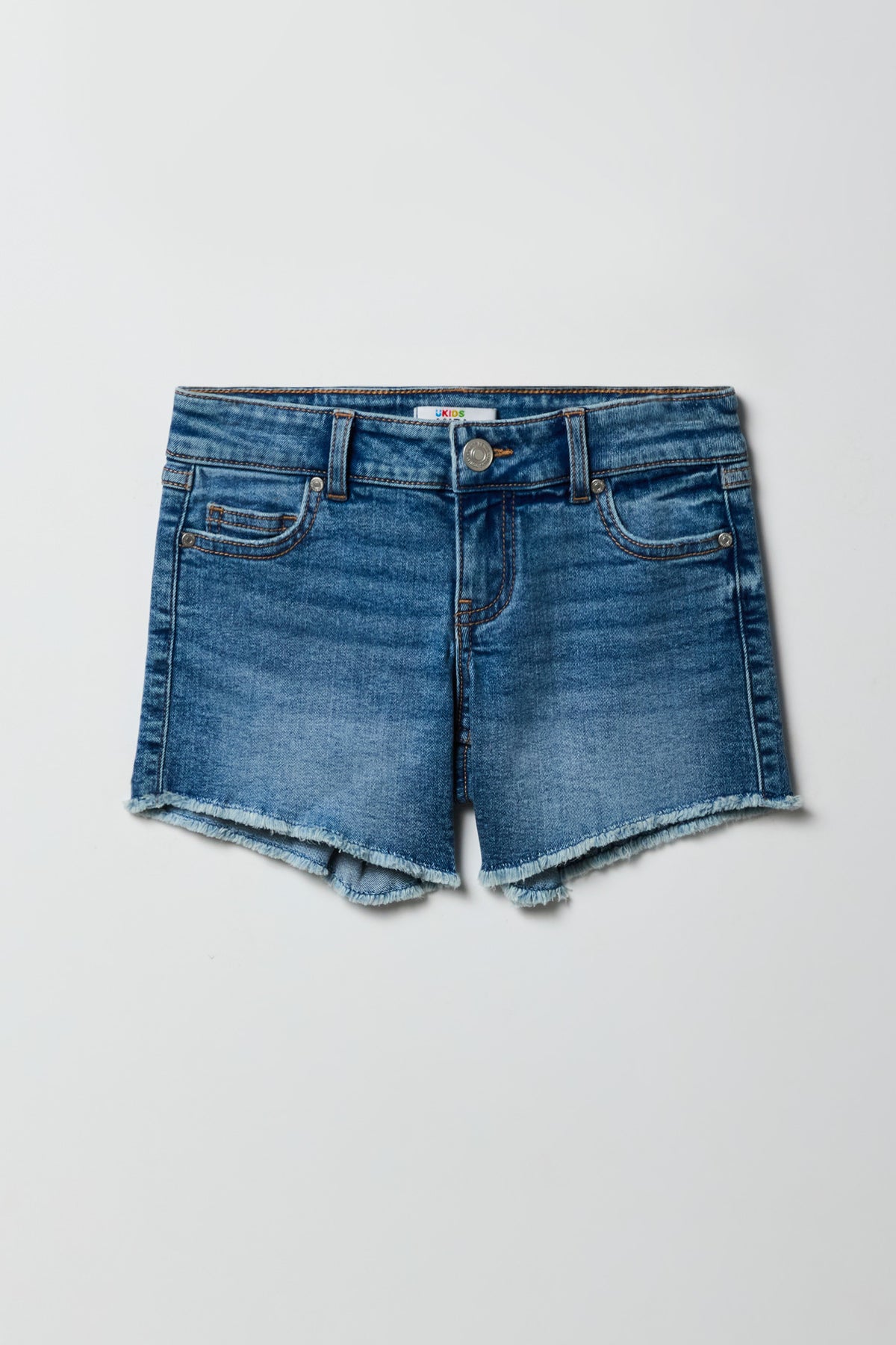 Girls Low Rise Denim Midi Short - Medium Blue