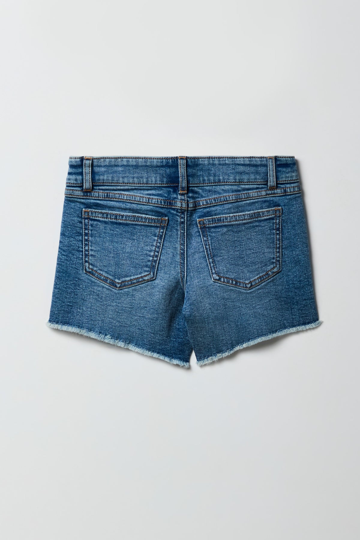 Alt View 2. Girls Low Rise Denim Midi Short - Medium Blue