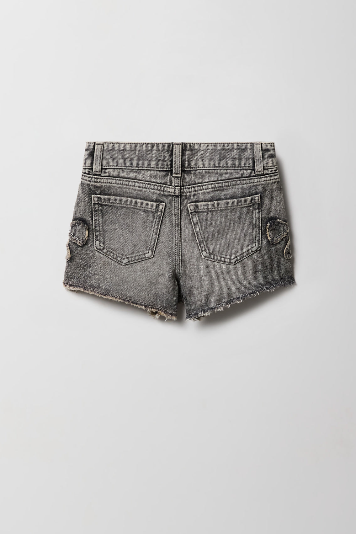 Alt View 2. Girls High Rise Patch Denim Short - Charcoal