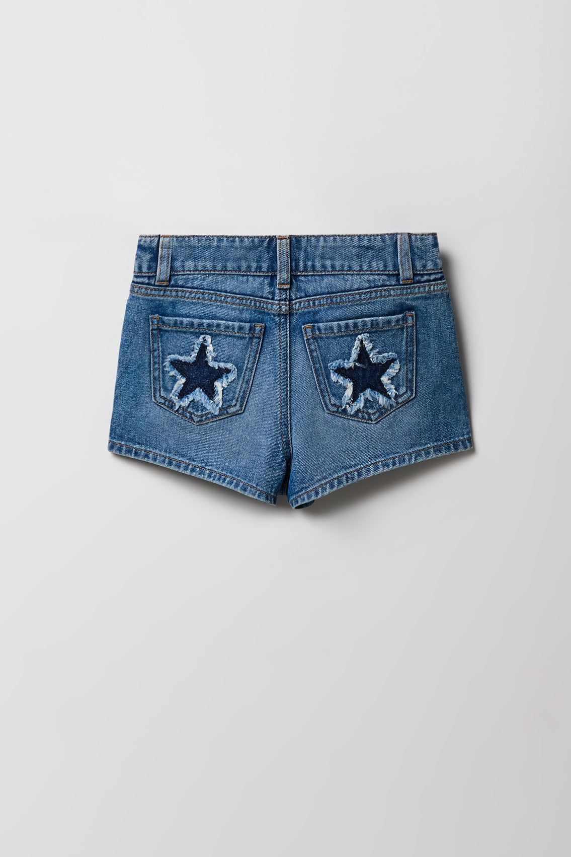 Vue alternative 2. Short à taille haute en denim avec empiècement pour fille