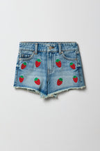 Girls Embroidered High Rise Denim Beach Short