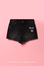 Short en denim à taille haute à broderie Kuromi™ pour filles