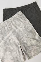 Girls Solid & Printed Biker Shorties (2 Pack)