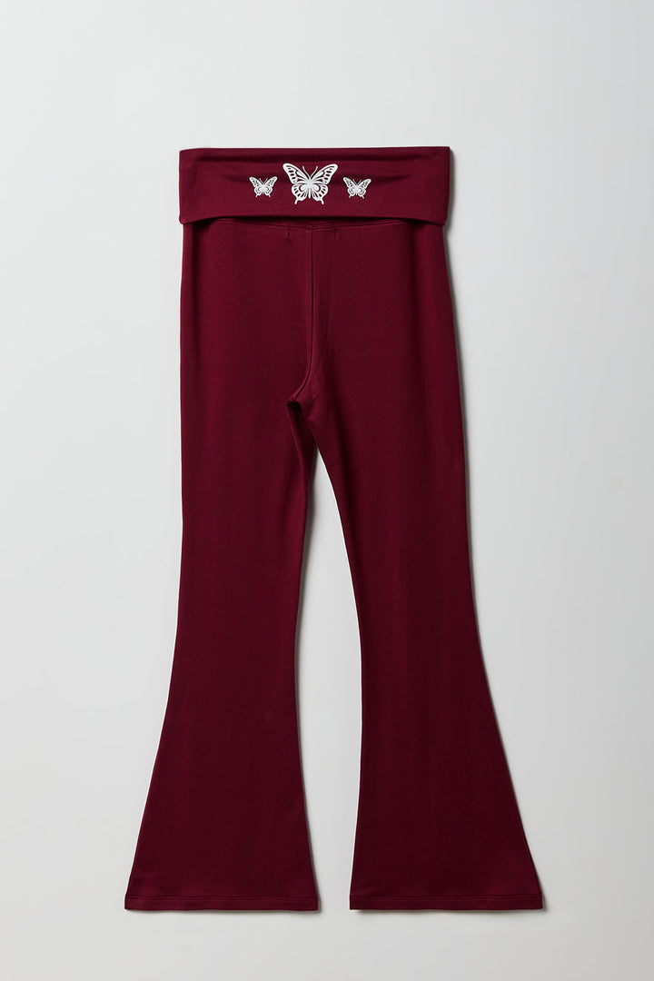 Legging imprimé à jambe évasée et taille repliée pour fille