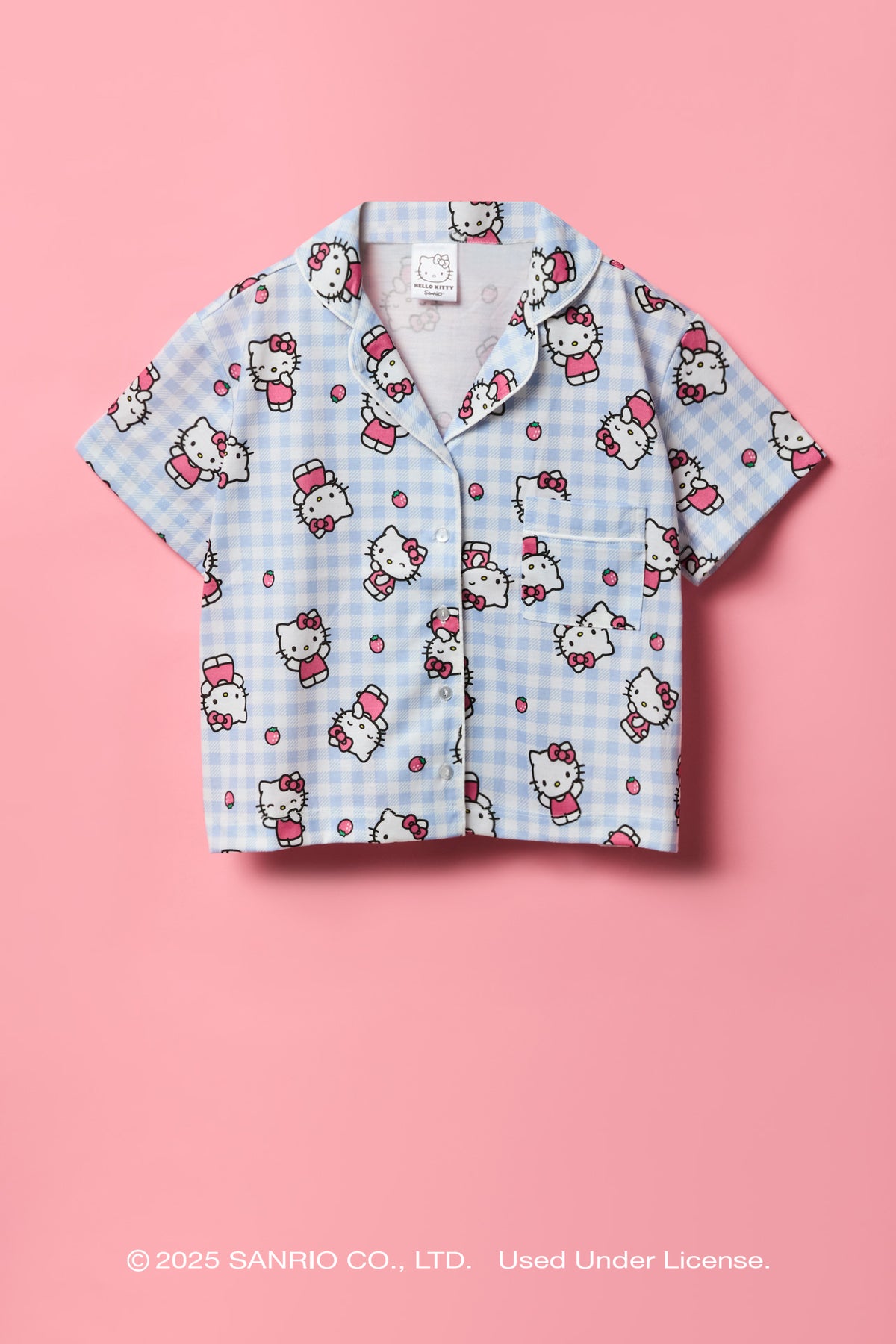 Alt View 2. Hello Kitty® Girls Button-Up Top & Pant Pajama Set - Blue