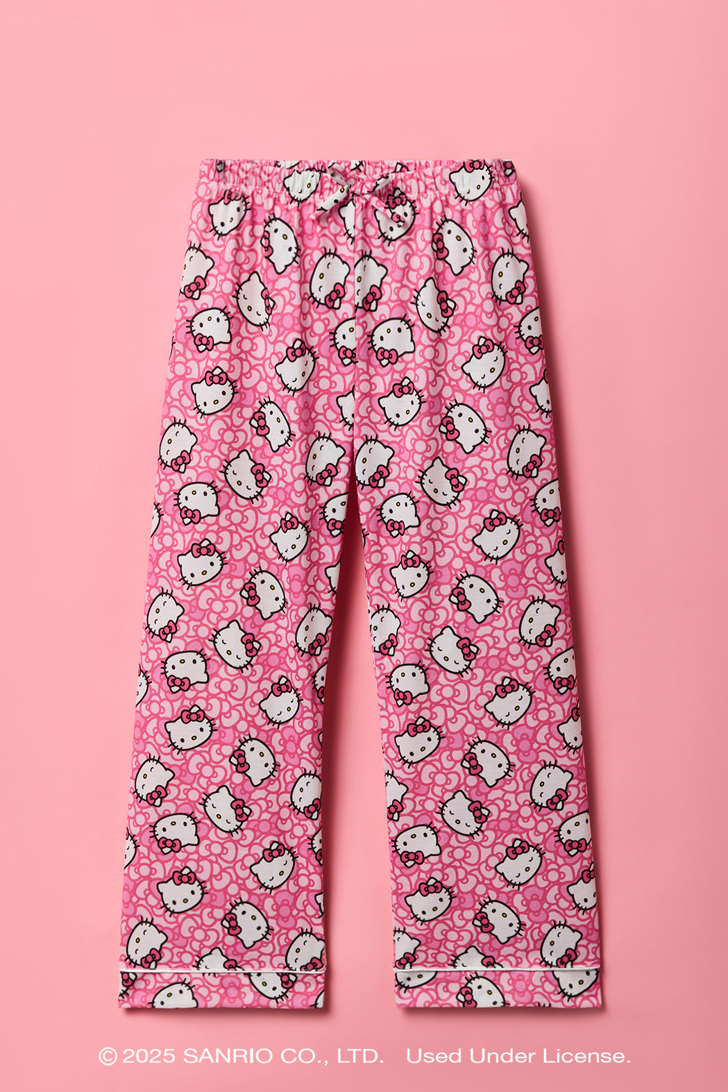 Alt View 4. Hello Kitty® Girls Button-Up Top & Pant Pajama Set - Pink