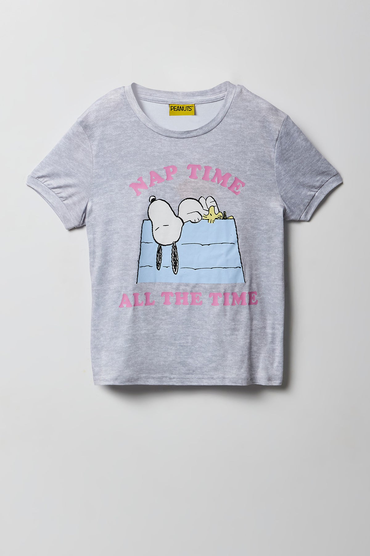 Alt View 2. Girls Peanuts Snoopy T-Shirt & Plush Pant Pajama Set - Heather Grey