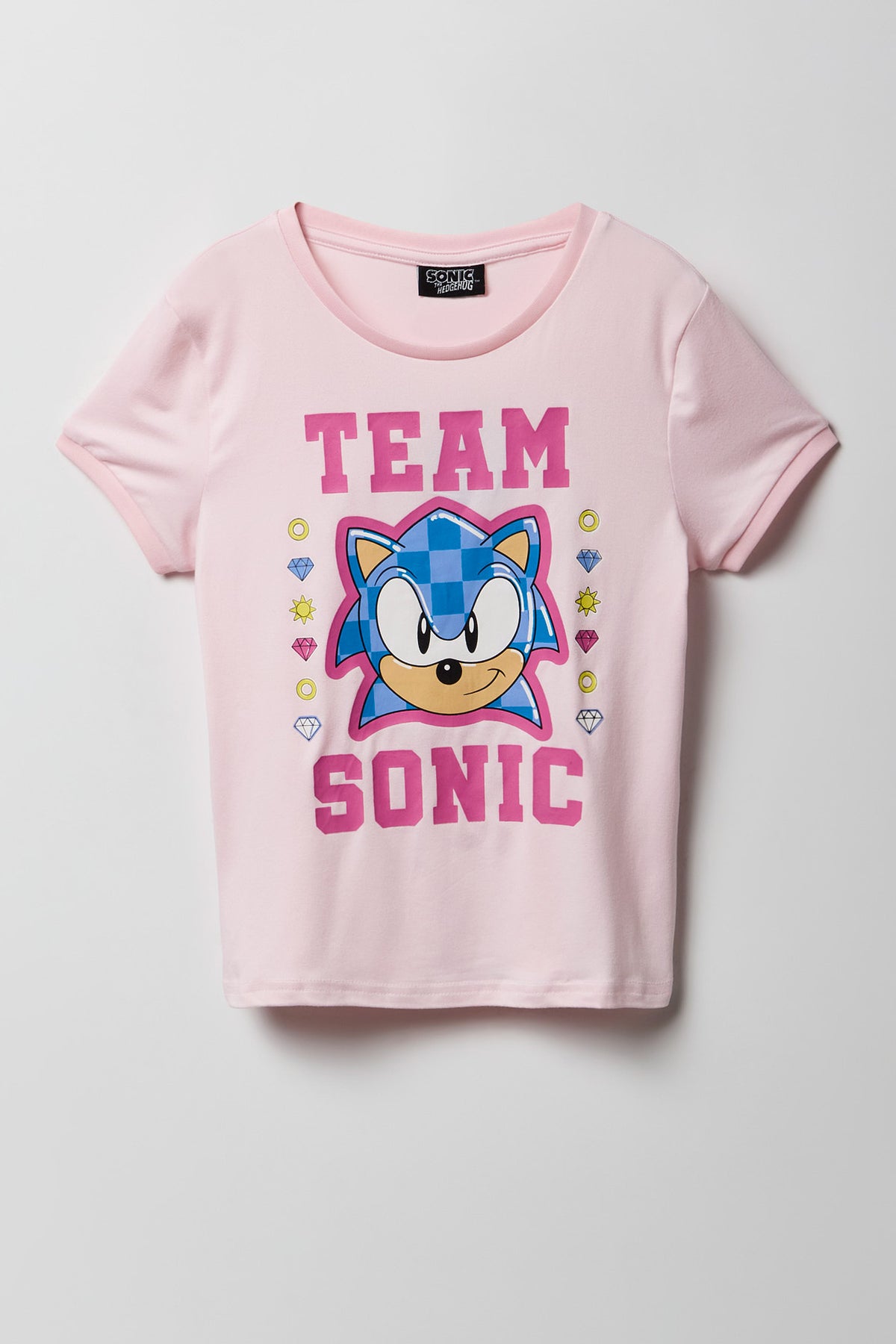 Alt View 2. Girls Sonic T-Shirt & Plush Pant Pajama Set - Light Pink