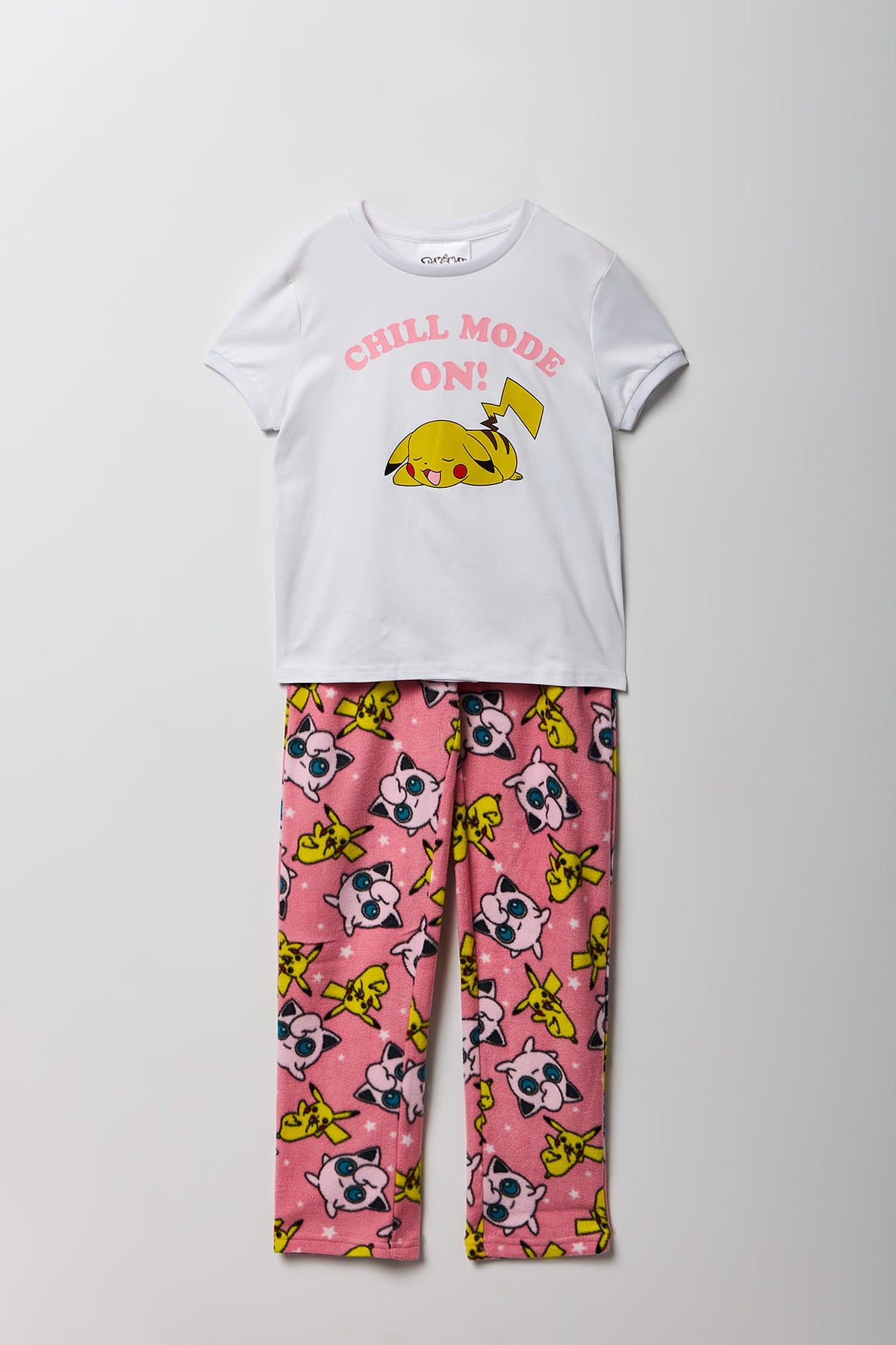 Girls Pokémon T-Shirt & Plush Pant Pajama Set - White