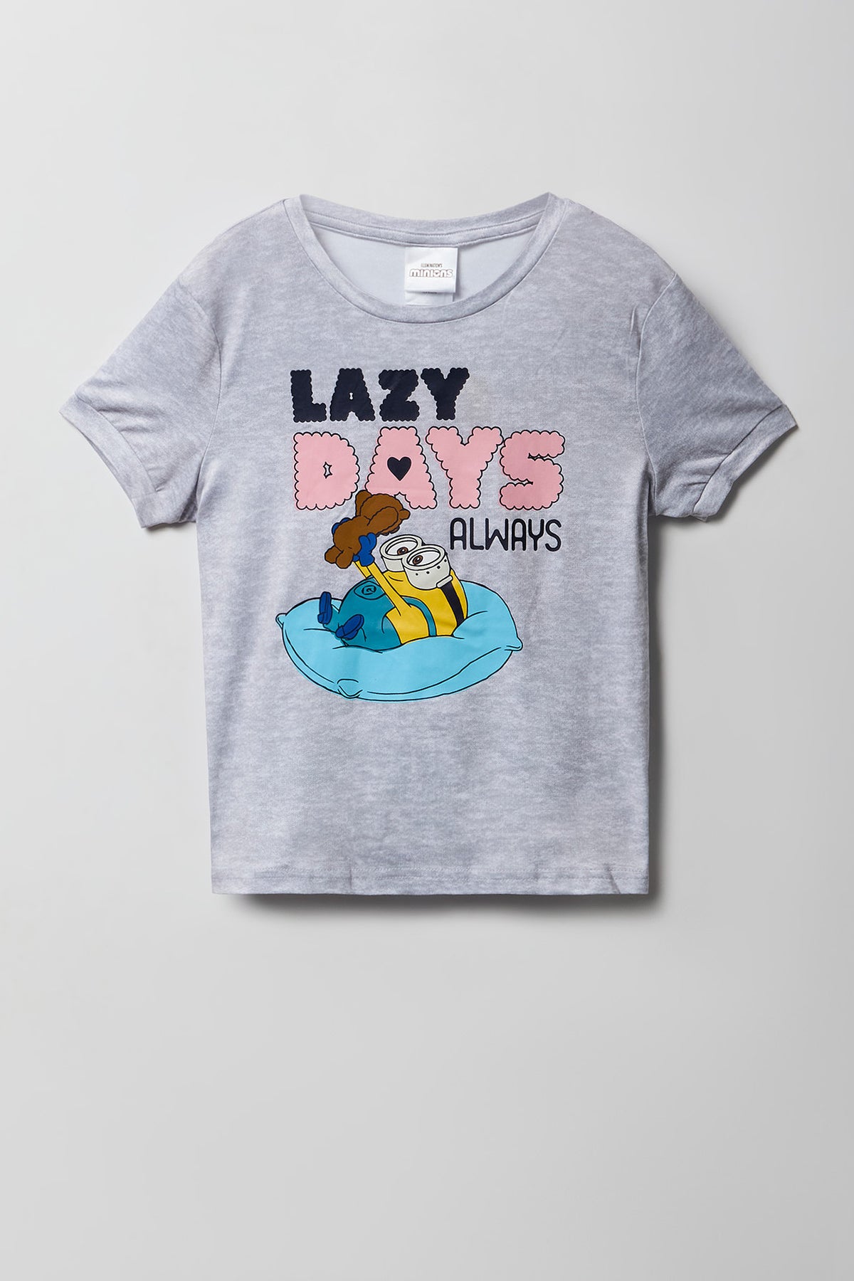 Alt View 2. Girls Minions T-Shirt & Plush Pant Pajama Set - Heather Grey