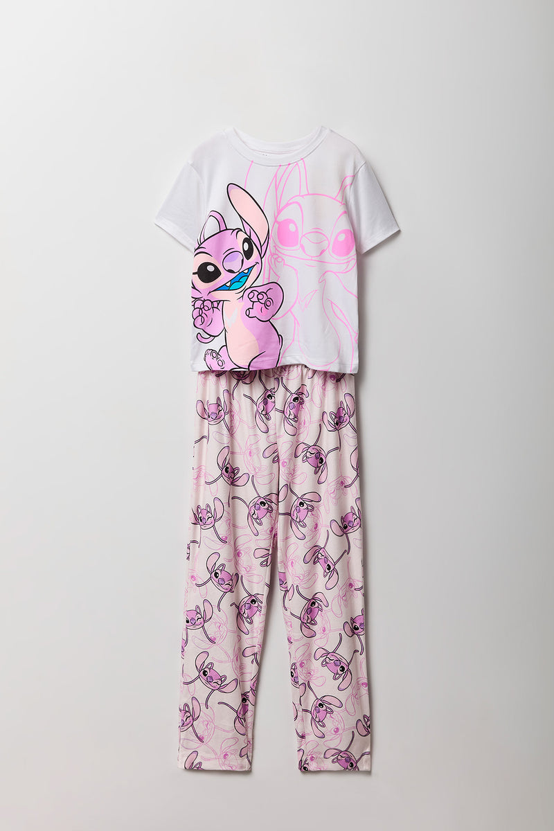 Ensemble pyjama avec t-shirt à imprimé Angel et pantalon en peluche pour fille