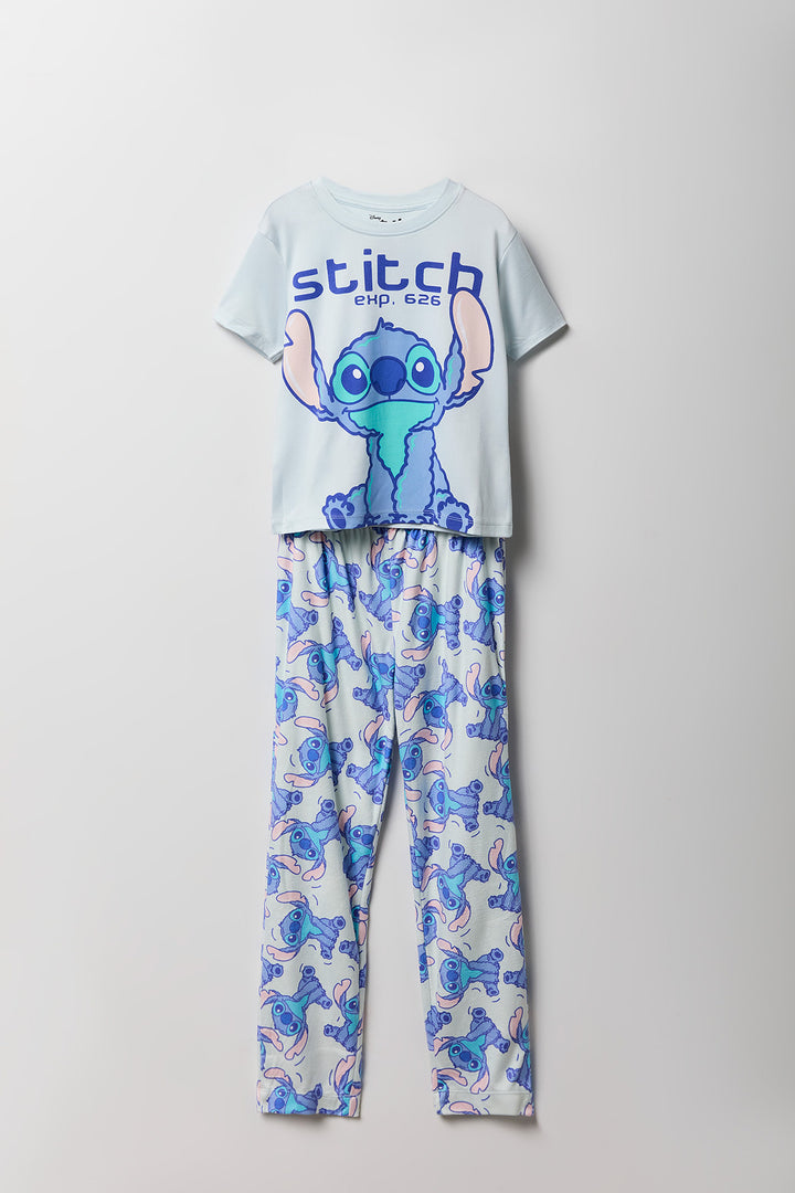 Ensemble pyjama avec t-shirt à imprimé Stitch et pantalon en peluche pour fille
