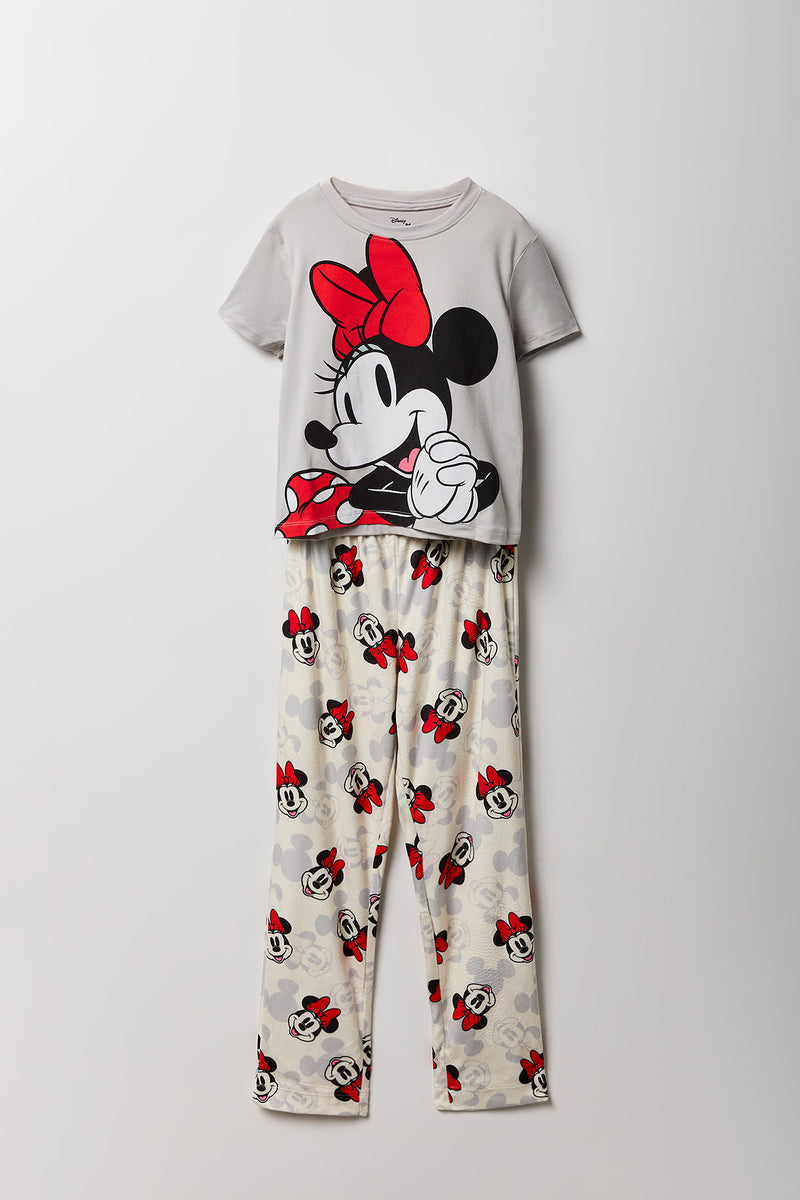 Ensemble pyjama avec t-shirt à imprimé Minnie Mouse et pantalon en peluche pour fille